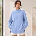 thumbnail image 4 of Dwellite Women's Oversized Sweatshirts Turtleneck Fleece Pullover Tops Long Sleeve Loose Fall Fashion Shirts Sky Blue 2XL, 4 of 8