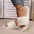 thumbnail image 6 of Fuzzy Slippers for Women Warm Fluffy Non- Sole Home & Travel Furry Slippers Women's Outer Wear Hops Fashion Pearl Home A Word Slippers, 6 of 9