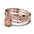 thumbnail image 4 of Beautiful Unique Art Deco 2.50 Carat Oval Cut Morganite And Diamond Moissanite Engagement Ring, Classic Wedding Ring, Two Matching Band in 10k Solid Rose Gold, Gift For Her, Promise Ring, Trio Set, 4 of 4