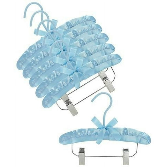 10" Satin Baby Hangers w/Clips (Blue)