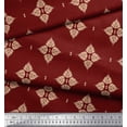 thumbnail image 2 of Soimoi Japan Crepe Satin Fabric Floral Block Printed Fabric 1 Yard 42 Inch Wide, 2 of 5