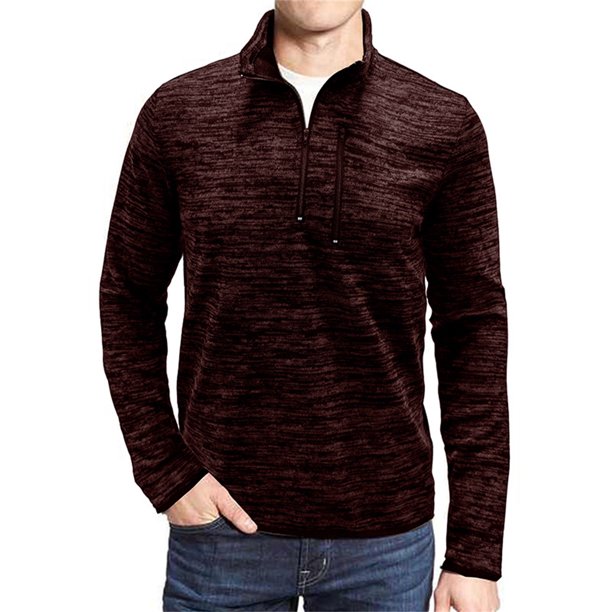 Txlixc Pullover de hombre, chaqueta de manga larga con cuello de color de contraste, cremallera Txlixc moda