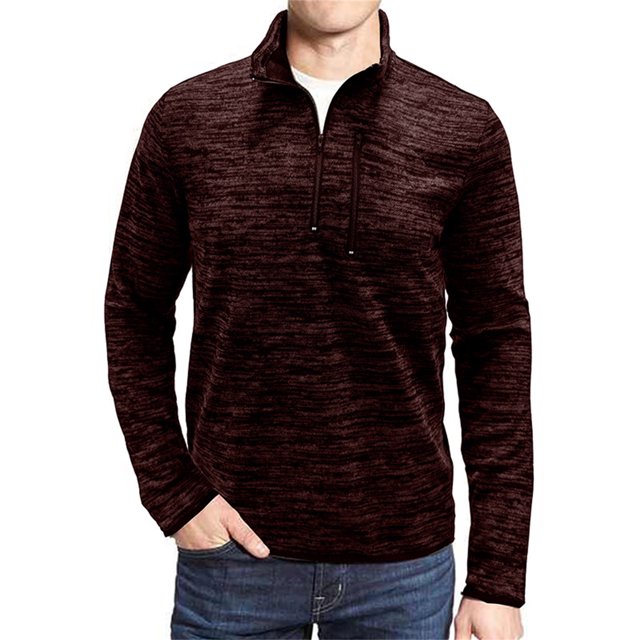 Txlixc Pullover de hombre, chaqueta de manga larga con cuello de color de contraste, cremallera Txlixc moda