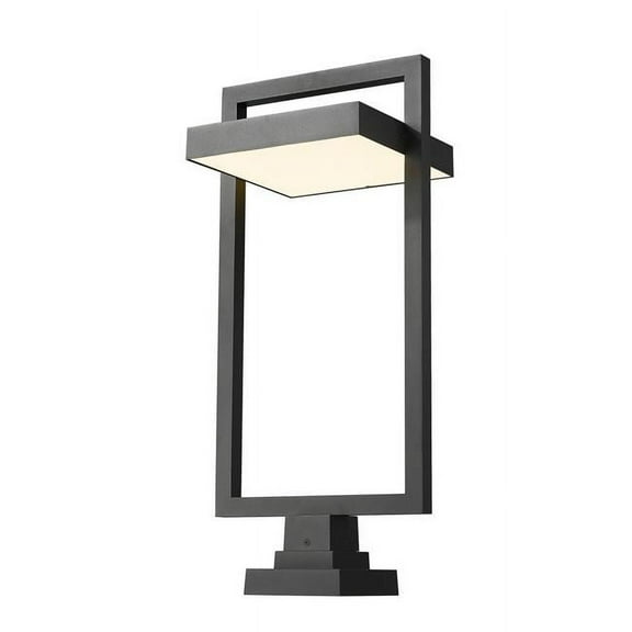 Z-Lite Luttrel 32" Sand Glass Aluminum Outdoor LED Mounted Lamp Pier in Black