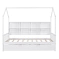 thumbnail image 4 of Gewnee Twin House Bed with Trundle and Storage Shelves, Wood Playhouse Bed with Roof for Kid,White, 4 of 9