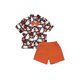 thumbnail image 2 of Conjunto de ropa de Halloween para niños pequeños: pajarita, fantasma, estampado de calabaza, camisa de manga corta con cuello vuelto y pantalones cortos (2 piezas)., 2 of 9