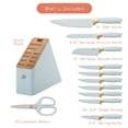 thumbnail image 3 of Beautiful 12 Piece Hydrangea Blue and Gold Knife Block Set with Soft-Grip Ergonomic Handles by Drew Barrymore, 3 of 11