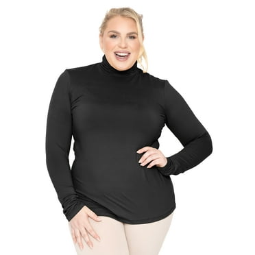 Stretch Is Comfort Women's Plus Size Warm Long Sleeve Turtleneck Top Black 5X