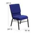 thumbnail image 2 of HERCULES Series 18.5''W Church Chair in Navy Blue Fabric with Book Rack - Gold Vein Frame, 2 of 9