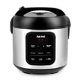 thumbnail image 1 of AROMA® - Arrocera digital, 4 tazas (sin cocinar) / 8 tazas (cocida), vaporizador, multicocina, olla de avena, mantiene caliente automáticamente, 2 cuartos de galón, exterior de acero inoxidable, 1 of 5