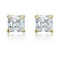 thumbnail image 6 of AVORA 10K Yellow Gold 3mm Princess Cut Simulated Diamond CZ Stud Earrings, 6 of 6