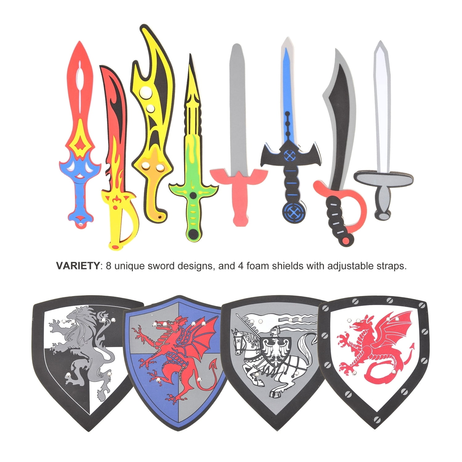 Foam Swords And Shields Playset (8 Swords And 4 Shields)