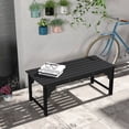 thumbnail image 2 of Outsunny Wooden Garden Stool with Slatted Seat Front Porch Bench, Black, 2 of 10