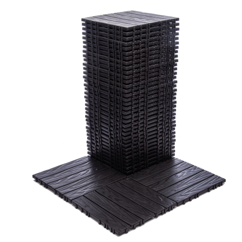 76-Pack Interlocking Deck Tiles - 68.80 Sq.Ft 3D Wood Grain