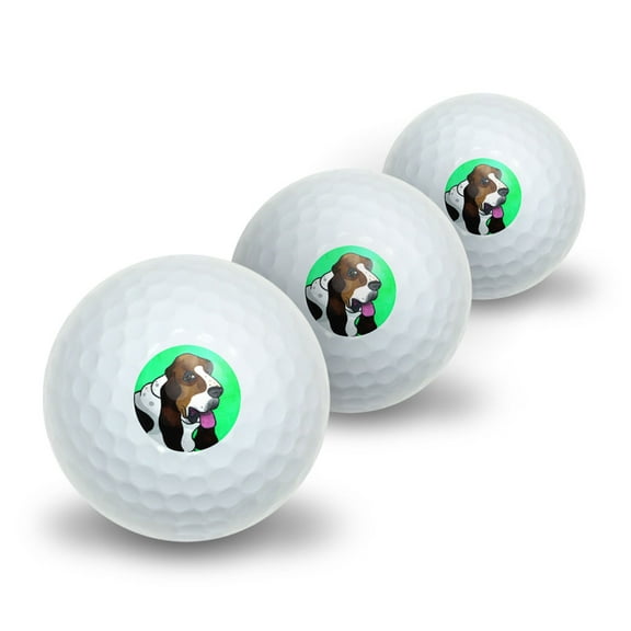 Basset Hound Green Novelty Golf Balls 3 Pack