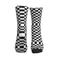 thumbnail image 2 of Mens Crew Socks Womens Checkerboard Black And White Workout Training Athletic Socks, 2 of 7