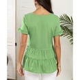 thumbnail image 4 of Camiseta estilo Babydoll suelta con cuello en V y manga corta con volantes para mujer, informal, para verano, 4 of 6