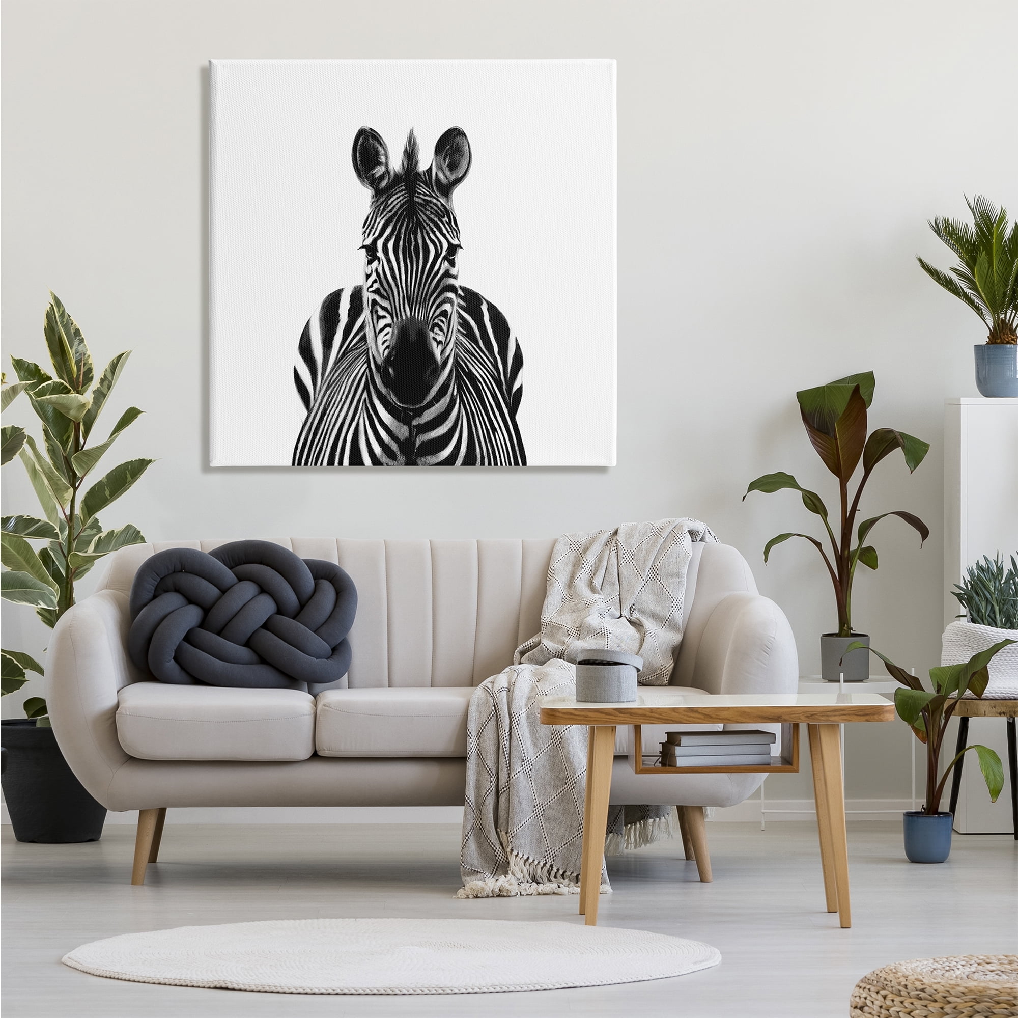 Stupell Industries Realistic Zebra Portrait Minimal Black White Wildlife Illustration, 36 x 36, Design by Victoria Borges