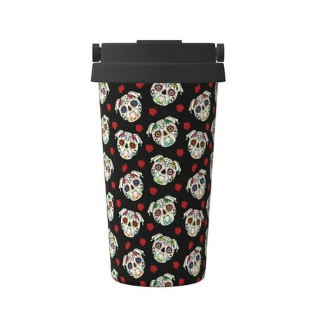 

KLL colorful Skull dog flower Pattern Stainless Steel Vacuum Insulated Tumbler - Carry Insulated Coffee Mug - Reusable Insulated Cold Brew Iced Coffee Cup Thermos