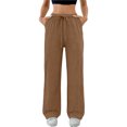 thumbnail image 5 of JUUNthy Wide Leg Pants for Womens, Loose Fit Lightweight Drawstring Casual Lounge Trousers with Pockets Black L, 5 of 12
