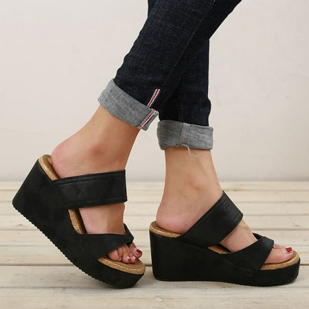 

1 Pair Women Platform Wedge High Heels Sandals Anti-slip Breathable for Summer 42