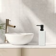 thumbnail image 2 of Unique Bargains 1 Pc Classic Square Soap Pump Dispenser for Laundry Rooms 350ml White Black, 2 of 6