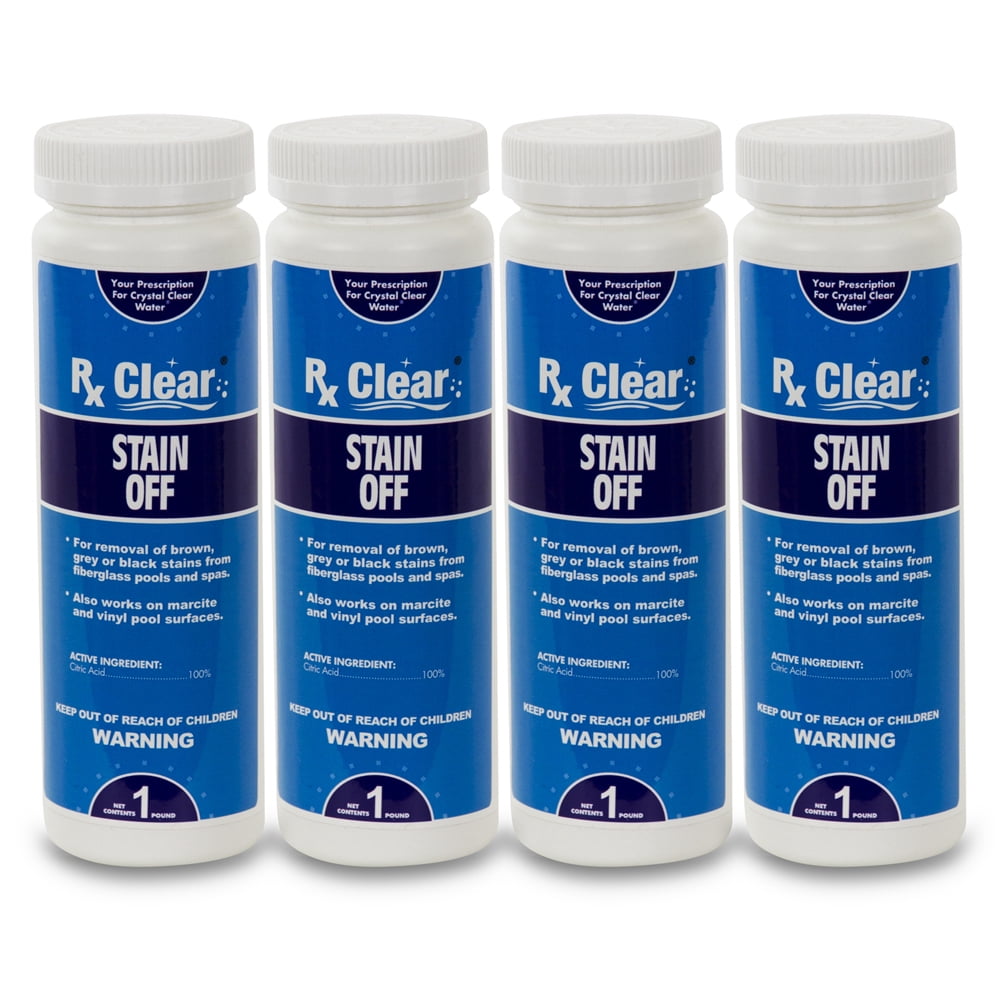 Rx Clear Stain Off Pool Stain Remover 1 lb Bottle 4 Pack Walmart