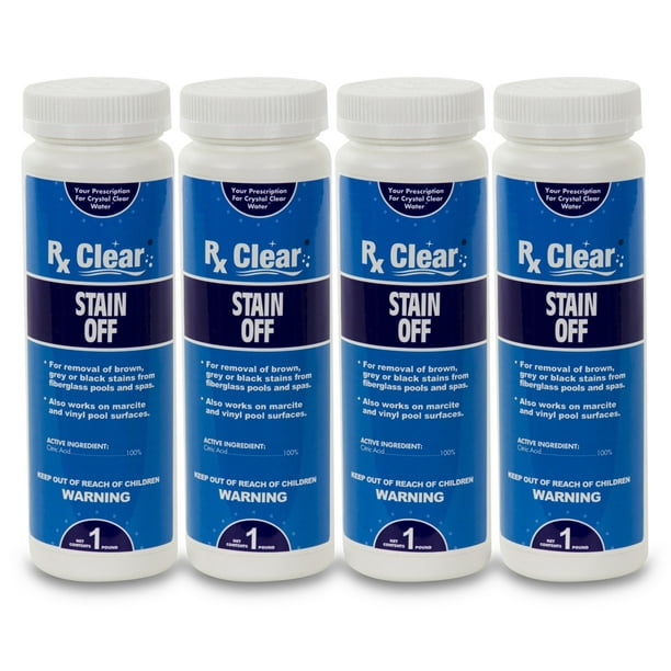 Rx Clear Stain Off Pool Stain Remover 1 lb Bottle 4 Pack Walmart
