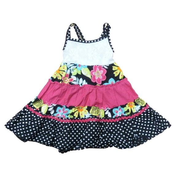 Youngland Infant Toddler Girls Black White Polka Dot Ruffled Dress Sun dress 18m