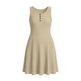 thumbnail image 4 of Admvng Women's Dresses Ribbed Knit Round Neck Sleeveless Button Detail A-line Casual Summer Everyday Dress, 4 of 6