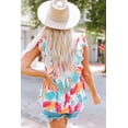 thumbnail image 3 of Women's Sky Blue Brush Print Ruffle Trim Peplum Tank Top, 3 of 17