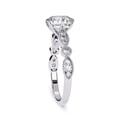 thumbnail image 3 of Solitaire Engagement Ring for Women Center 8mm Cushion and Round Cut Lab Created Moissanite Beaded Promise Rings In 14K Solid White Gold Jewelry Gift for Her, Size 6.5, 3 of 6