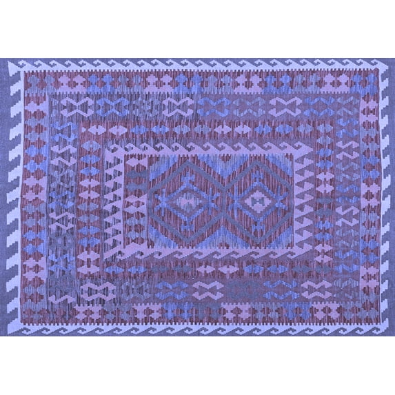 Ahgly Company Indoor Rectangle Oriental Blue Traditional Area Rugs, 7' x 9'