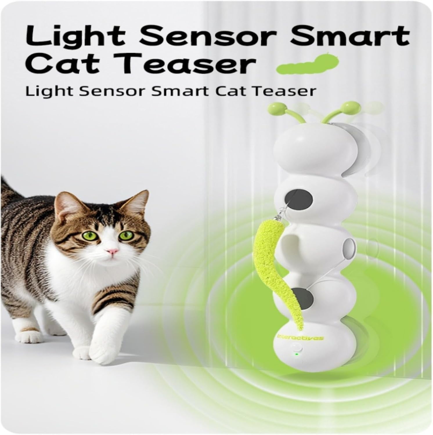 Whack a Worm Cat Toy, Interactive Caterpillar Cat Toy with Motion Sensor, Interactive Caterpillar Smart Motion Cats Toys with Worm Design for Stable Play (1PC)