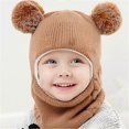 thumbnail image 2 of Baby Boy Girl Hat And Scarf All In One Winter Thicken Plus Velvet Face Ear Protection Knitted Cap Toddler Children Kids Warm Hat, 2 of 4