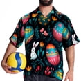 thumbnail image 4 of Easter Men's Hawaiian Poplin Casual Printed Button Down Short Summer Beach Shirts, Unisex, 4 of 6