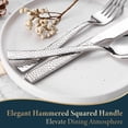 thumbnail image 3 of Vesteel 24-Piece Hammered Forks and Spoons Silverware Set, Stainless Steel Square Flatware Cutlery Set, Food-Grade Utensil Set for Home, Kitchen and Restaurant, Dishwasher Safe, 3 of 7