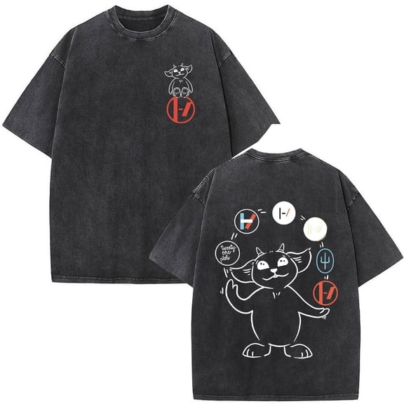 ZHENGLM Rock Band Twenty One Pilots Logo Print Vintage Washed