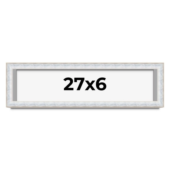 27x6 Shadow Box Frame Silver | 1.625 Inches Deep Real Wood Contemporary Shadowbox Display Frame |