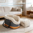 thumbnail image 5 of Center Console Dog Car Seat for Small Dogs & Cats, Elevated Plush Pet Car Seat with Safety Leash, Washable Carrier, Fits Front Vehicle Console (Up to 10 lbs, Cream White), 5 of 7