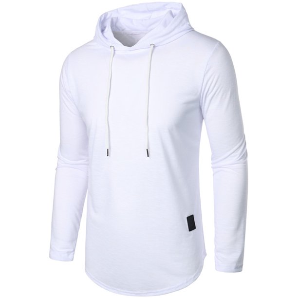 pstuiky Camisas de manga larga de invierno para hombre, Sudadera con capucha y blusa de manga larga lisa informal para hombre Tops de talla grande para hombre m