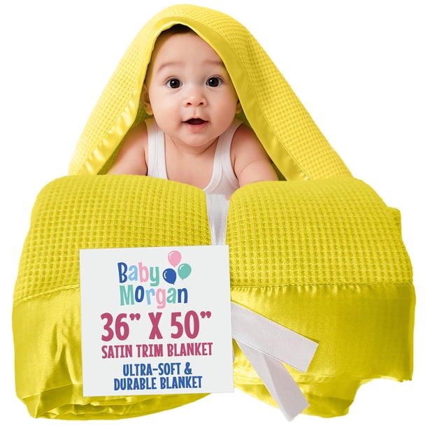 Manta térmica tipo gofre para bebé Baby Morgan, 91 x 127 cm, color amarillo