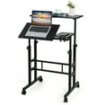 thumbnail image 1 of Giantex Bureau d'Ordinateur Mobile Debout, Chariot Roulant pour Portable Debout avec 2 Plateaux Inclinés et Modes Assis Ou Debout, 1 of 10