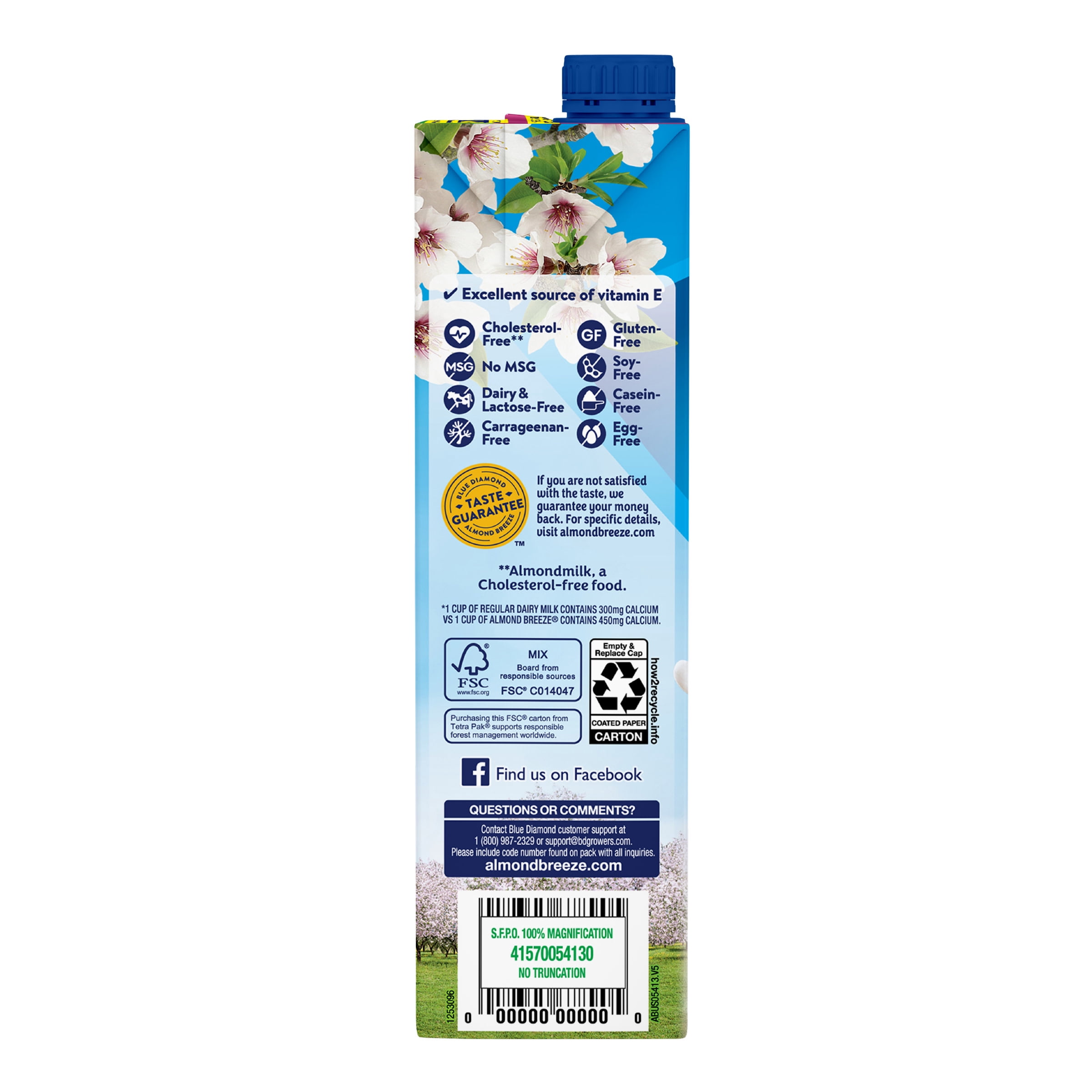 Almond Breeze Shelf-Stable Unsweetened Original Dairy-Free Almondmilk, 32 oz