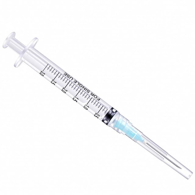 Paquete de 25 jeringas desechables de 3 ml con aguja de calibre 23 de 1,0 pulgadas, paquete individual