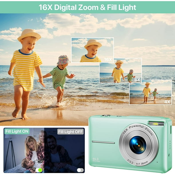Appareil photo numérique 1080p 44mp 2,4 pouces 16x zoom numérique appareil  photo compact portable pour adolescents débutants