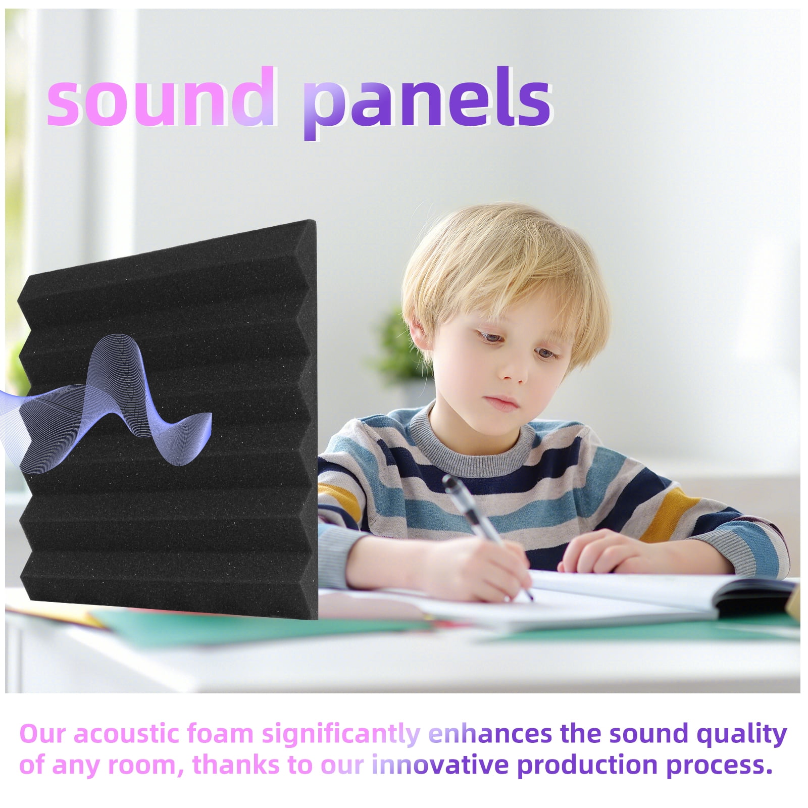 DQQKMM  24 Pack Sound Deadening Panels,12"X12"X2" Acoustic Sound Panels, Noise Canceling Foam Wedge Panels