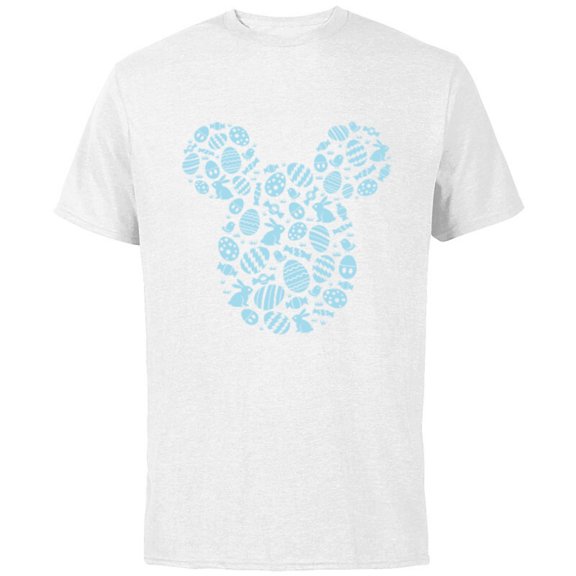 Disney Mickey Mouse Blue Easter - Short Sleeve Cotton T-Shirt for Adults - Customized-White