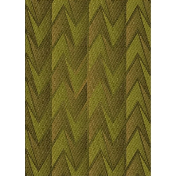 Ahgly Company Indoor Rectangle Patterned Dark Yellow Green Area Rugs, 7' x 10'