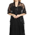 thumbnail image 2 of IYYVV Sequin Shawl and Wrap for Evening Dresses Gold Wedding Sheer Tassel Scarf for Women and Brides Black, 2 of 4